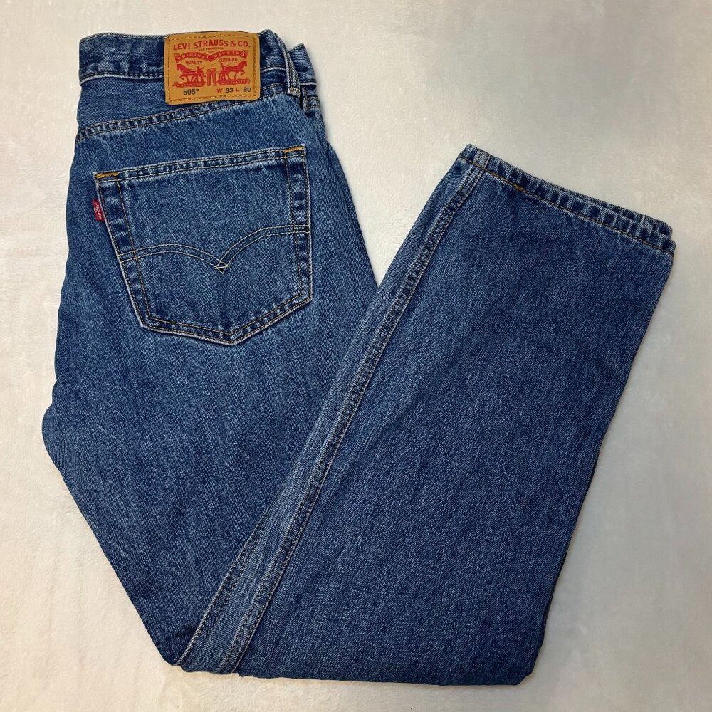 Levi's Men's 505 Regular Fit Straight Leg Jeans 33x30 Blue